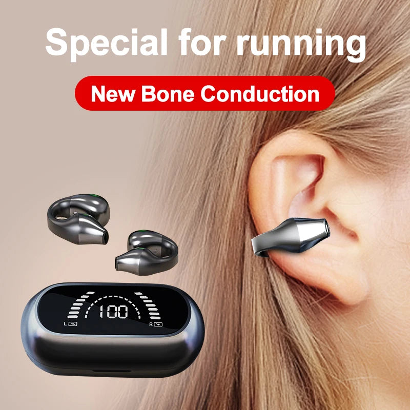 RhodesDavis Fashion Bone Conduction Bluetooth Earphones Open Ear Clip Wireless Headphones with Mic Sports Headsets for Xiaomi Huawei Iphone