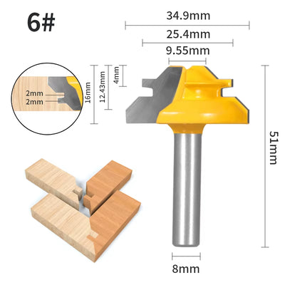 RhodesDavis 1PC 45° Degree Lock Miter Router Bit Woodworking Milling Cutter for Wood Tools