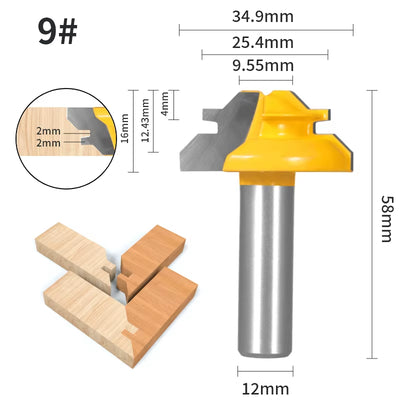 RhodesDavis 1PC 45° Degree Lock Miter Router Bit Woodworking Milling Cutter for Wood Tools