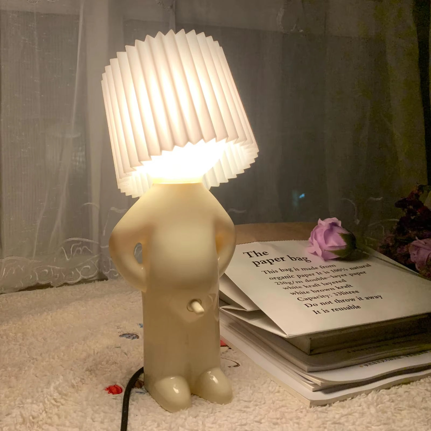 RhodesDavis Creative Table Small Book Lights Little Naughty Boy Night Light Shy Man Lamp for Children Home Room Bedside Desk Decoration Gift