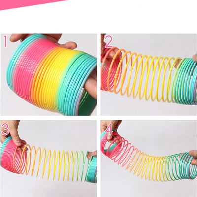 RhodesDavis Color Rainbow Circle Funny Magic Toys Early Development Educational Folding Plastic Spring Coil Children'S Creative Magical Toys