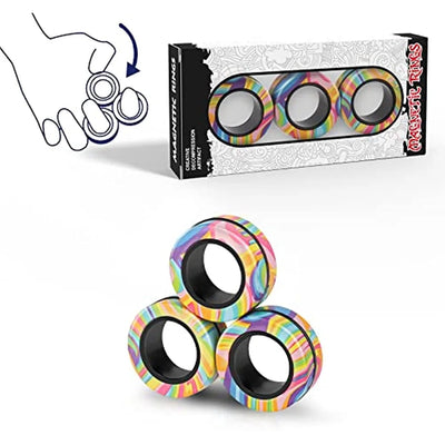 RhodesDavis Magnetic Rings Fidget Toy Set Adult Fidget Magnets Spinner Rings Fidget Pack Great Gift for Adults Teens Kids (3PCS)