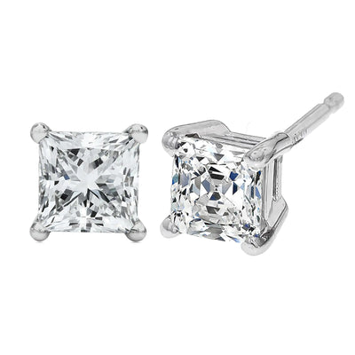 Regal 14K White Gold Princess Diamond Studs