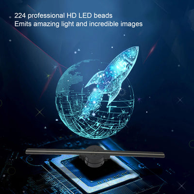 RhodesDavis 3D Hologram Fan 16.5In 2000X224 Wifi 3D Projector with 224 LED Light Beads for Business Store Advertising 100‑240V