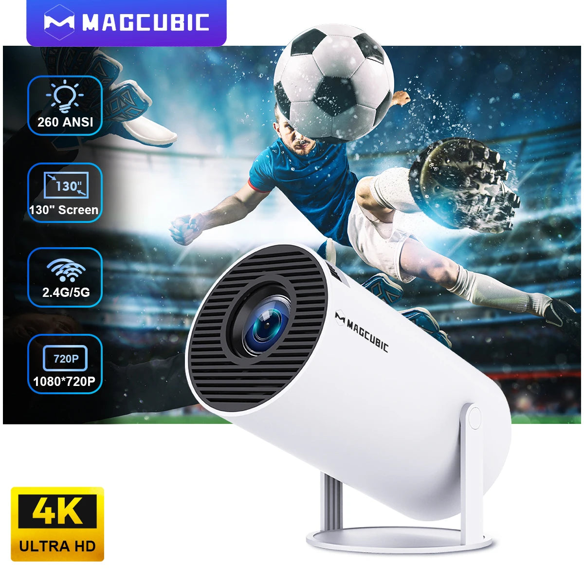 RhodesDavis Projector Android 11 4K 1280*720P HY300 Dual Wifi 260ANSI 180°Flexible BT5.0 Cinema Outdoor Portable Projetor HY300 Pro