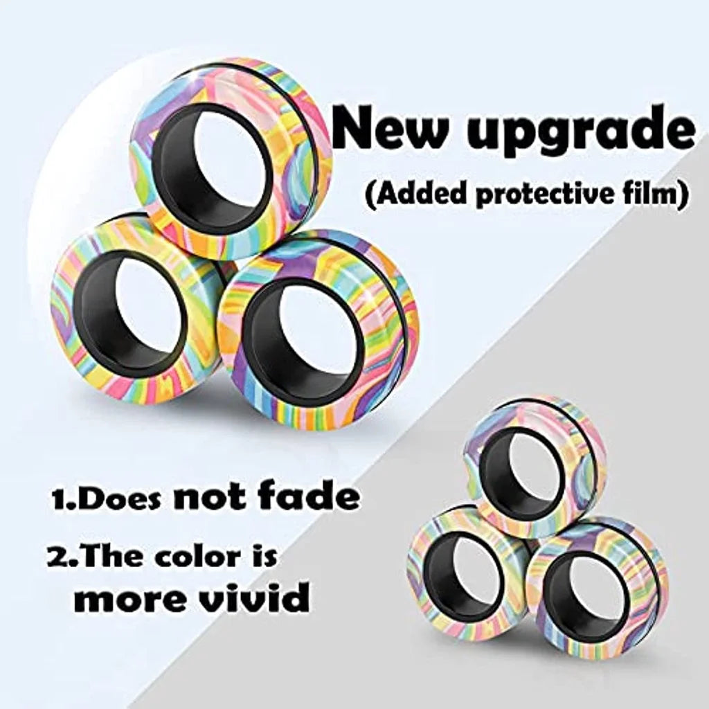 RhodesDavis Magnetic Rings Fidget Toy Set Adult Fidget Magnets Spinner Rings Fidget Pack Great Gift for Adults Teens Kids (3PCS)