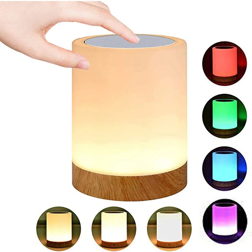 RhodesDavis Night Light Touch Sensor Lamp Bedside Table Lamp for Kids Bedroom Rechargeable Dimmable Warm White Light RGB Color Changing