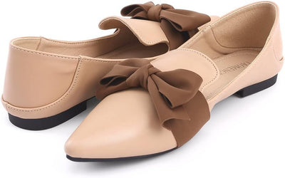 RhodesDavis Women's Comfortable Nude Ballet Flats - Classic Pointed Toe Slip-On Shoes for Casual and Dressy Occasions