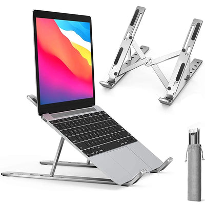 RhodesDavis Aluminum Alloy Laptop Holder Stand Adjustable Foldable Portable for Notebook Computer Bracket Lifting Cooling Holder Non-Slip