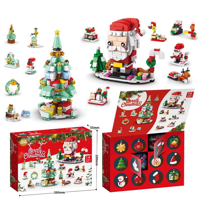 RhodesDavis Christmas Building Blocks Set Box Kids Toys 24Years Xmas Advent Calendar Bricks Diy Kit Gift for Children 6 Years Old and Above