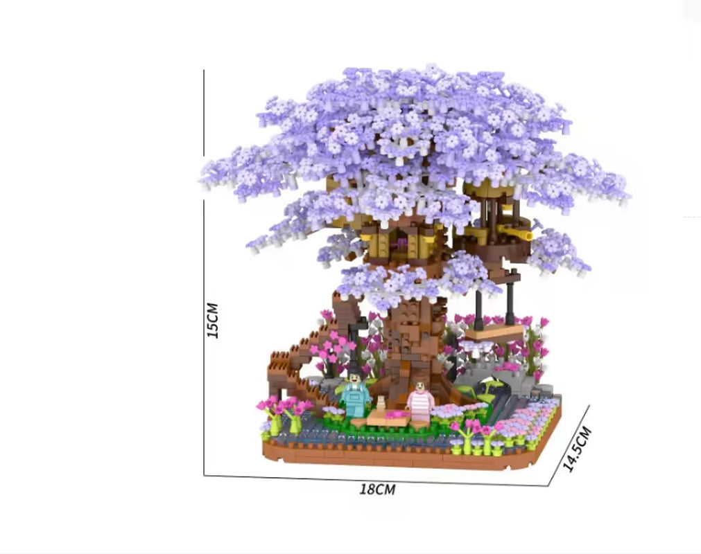 RhodesDavis Mini Sakura Tree House 2138Pcs Build Block City Street View Cherry Blossom Model Building Blocks Toys Children Gifts