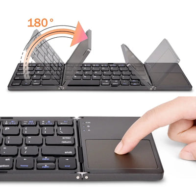 RhodesDavis Wireless Folding Keyboard Bluetooth Keyboard with Touchpad for Windows, Android, Ios,Phone,Multi-Function Button Mini Keyboard