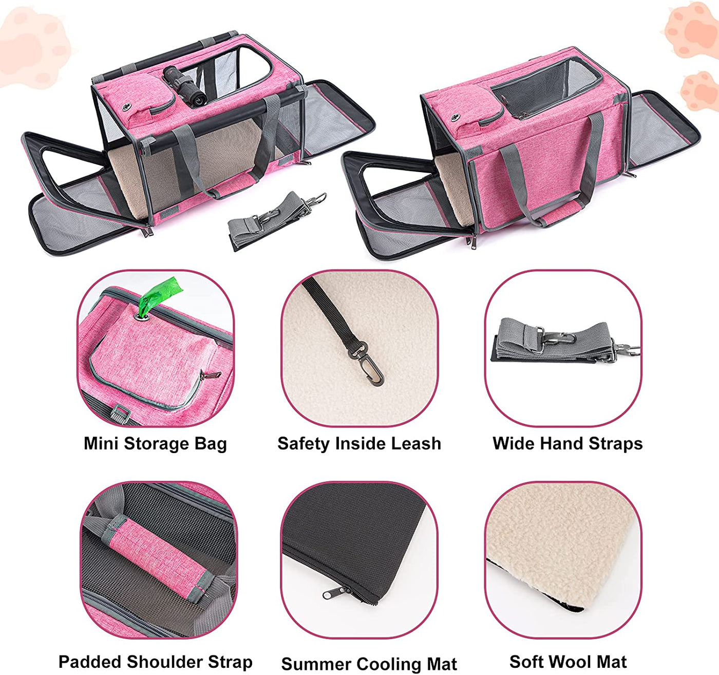 RhodesDavis Pet Carrier for Large and Medium Cats, Soft-Sided Pet Carrier for Big Medium Cats and Puppy Dog Carriers Cat Carriers, Pet Privacy Protection Travel Carrier