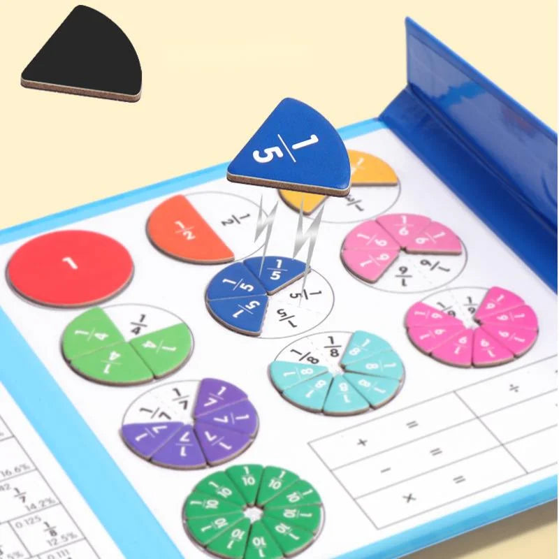 RhodesDavis Magnetic Fraction Learning Math Toy Montessori Arithmetic Teaching Aids Wooden Book Educational Toys for Children Christmas Gift