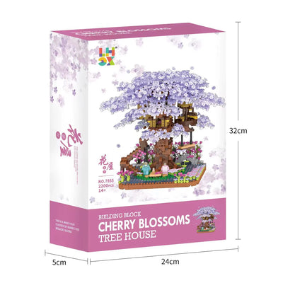 RhodesDavis Mini Sakura Tree House 2138Pcs Build Block City Street View Cherry Blossom Model Building Blocks Toys Children Gifts