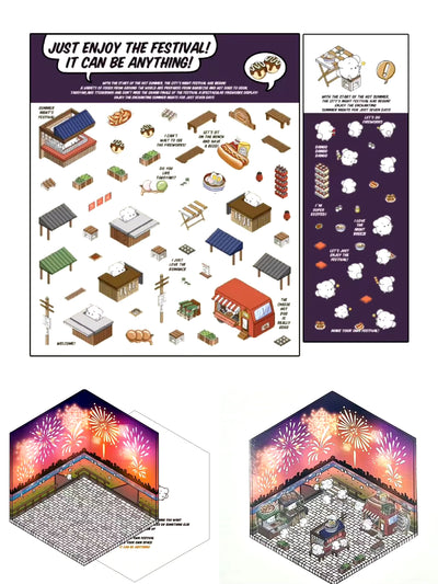 RhodesDavis DIY 3D Puzzles Sticker 3D Miniature House Stacked Laundry Fireworks Display Scene Ledger Decorative Gift Sticker