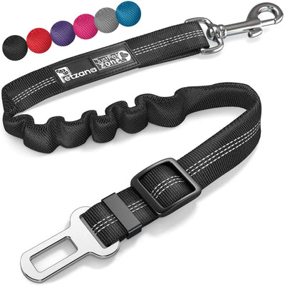 RhodesDavis Seat Belt for Dogs with Elastic Bungee Buffer | Car Travel Accessories for Dogs Adjustible, Elastic (Black)