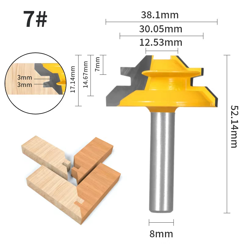 RhodesDavis 1PC 45° Degree Lock Miter Router Bit Woodworking Milling Cutter for Wood Tools