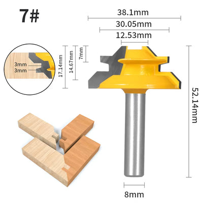 RhodesDavis 1PC 45° Degree Lock Miter Router Bit Woodworking Milling Cutter for Wood Tools