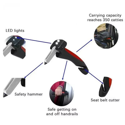 RhodesDavis New Stylish 4 in 1 Vehicle Support Handles Car Assist Support Handle Multi-Function Safety Door Aider Handles Bar