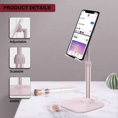 RhodesDavis Cell Phone Stand, Phone Stand for Desk, Phone Holder Stand Compatible with Iphone and All Mobile Phones Tablet, Christmas Stocking Stuffers Gifts for Adults Women Men Mom Wife, Pink