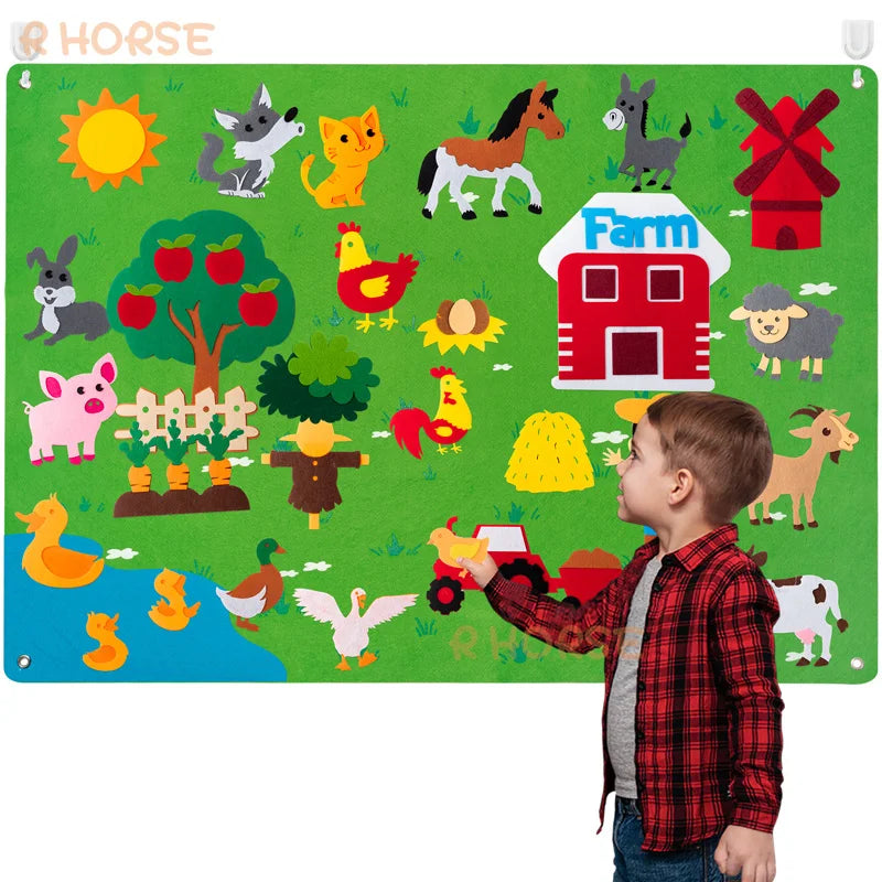 RhodesDavis Felt Board Stories Set Montessori Ocean Farm Insect Animal Family Interactive Preschool Early Learning Toddlers Toys for Child