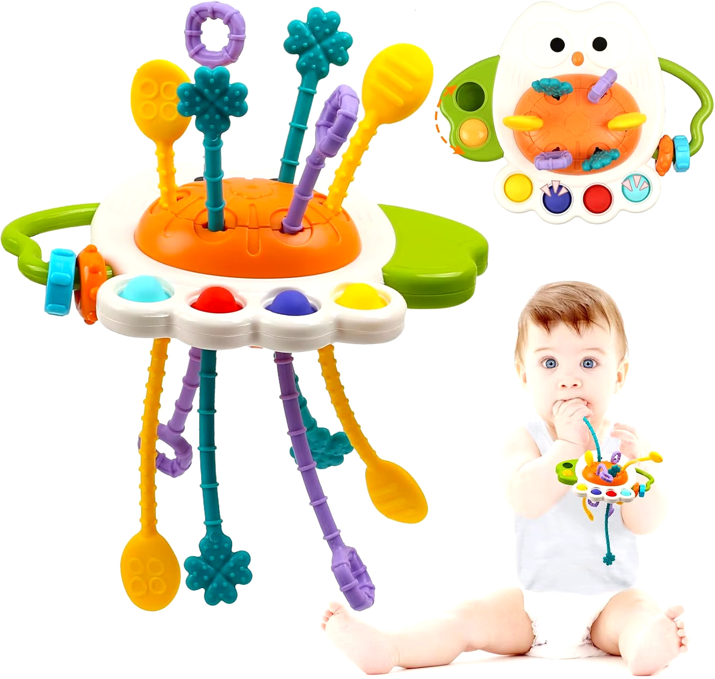 RhodesDavis Baby Montessori Toys Pull String Sensory Toys Baby 6 12 Months Silicone Develop Teething Activity Toys for Kids Educational Toys