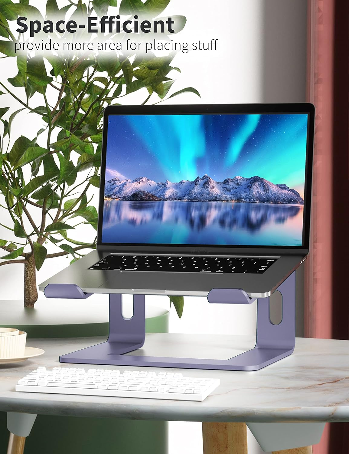 RhodesDavis Laptop Stand, Aluminum Computer Riser, Ergonomic Laptops Elevator for Desk, Metal Holder Compatible with 10 to 15.6 Inches Notebook Computer, Purple