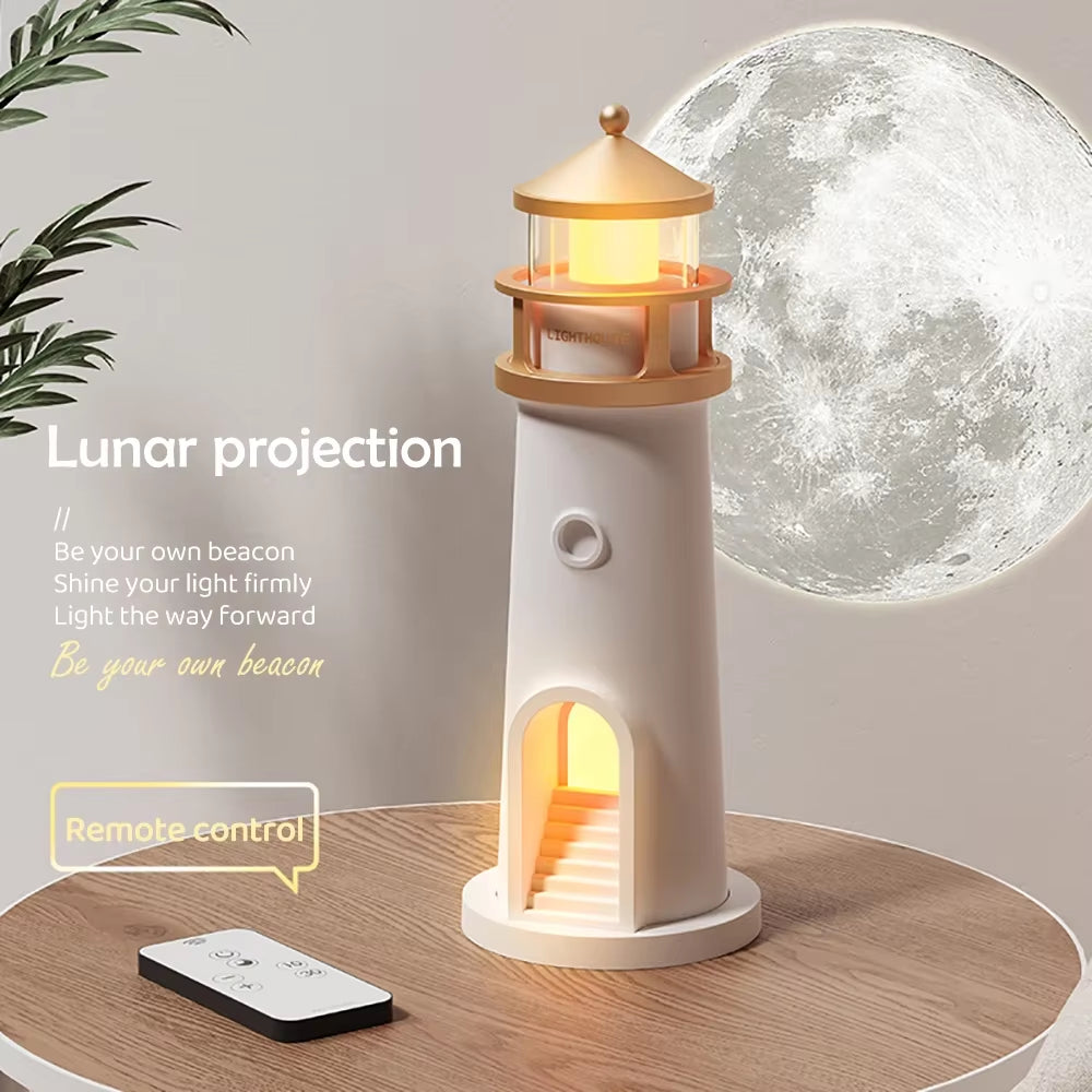 RhodesDavis Moon Projection Lighthouse Night Lights Motion Sensor Dimmable Timing Ambient Night Lamp Bluetooth Music Christmas Birthday Gift