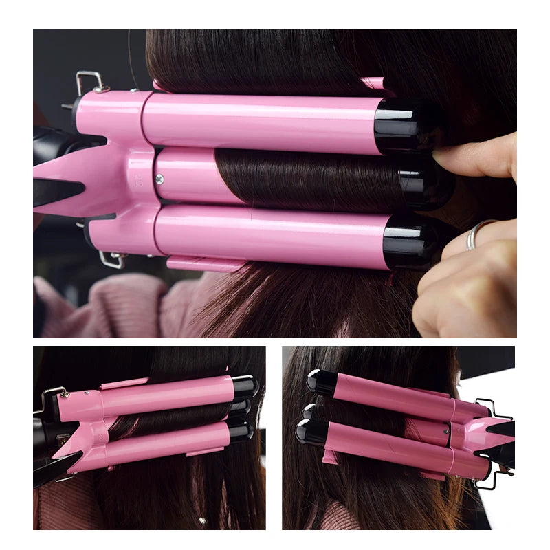 RhodesDavis Professional Hair Curling Iron Ceramic Triple Barrel Hair Curler Irons Hair Wave Waver Styling Tools Hair Styler Wand