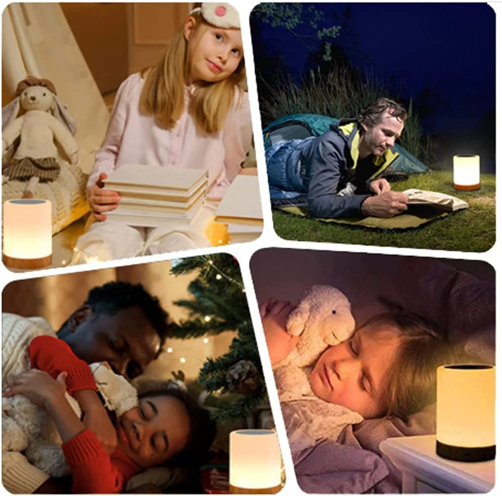 RhodesDavis Night Light Touch Sensor Lamp Bedside Table Lamp for Kids Bedroom Rechargeable Dimmable Warm White Light RGB Color Changing