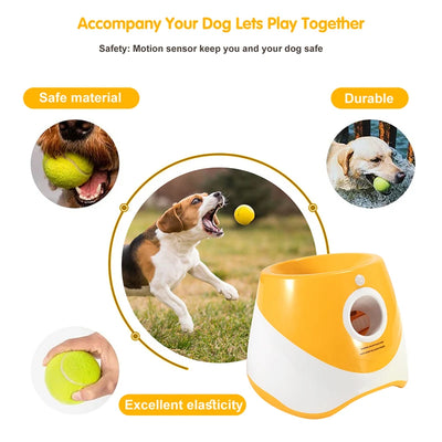 RhodesDavis Automatic Dog Tennis Launcher - Interactive Mini Tennis Throwing Machine for Pets, Rechargeable Catapult Toy