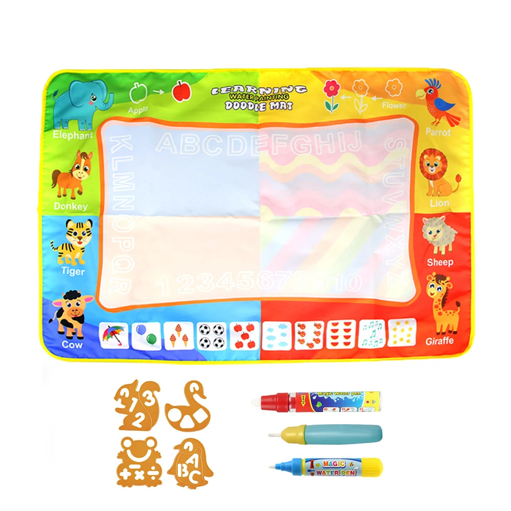 RhodesDavis Magic Water Drawing Mat Coloring Doodle Mat with Magic Pens Montessori Toys Painting Board Educational Toys for Kids