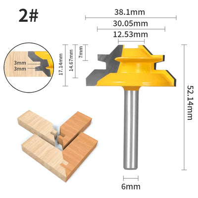 RhodesDavis 1PC 45° Degree Lock Miter Router Bit Woodworking Milling Cutter for Wood Tools