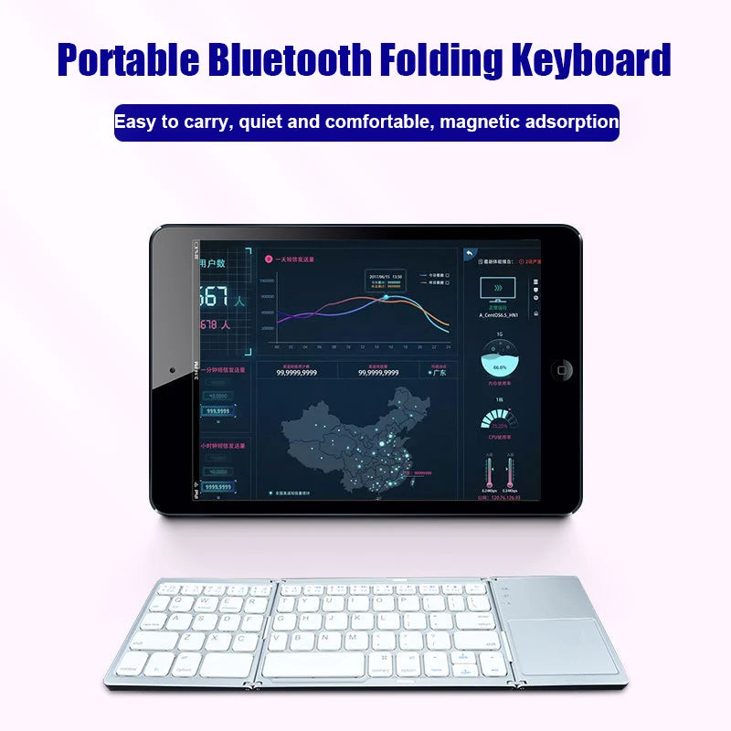 RhodesDavis Wireless Folding Keyboard Bluetooth Keyboard with Touchpad for Windows, Android, Ios,Phone,Multi-Function Button Mini Keyboard