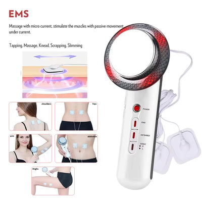 RhodesDavis 3 in 1 Cavitation Ultrasonic Machine Weight Loss Microcurrent EMS Body Slimming Massager Fat Burner Cream Gel