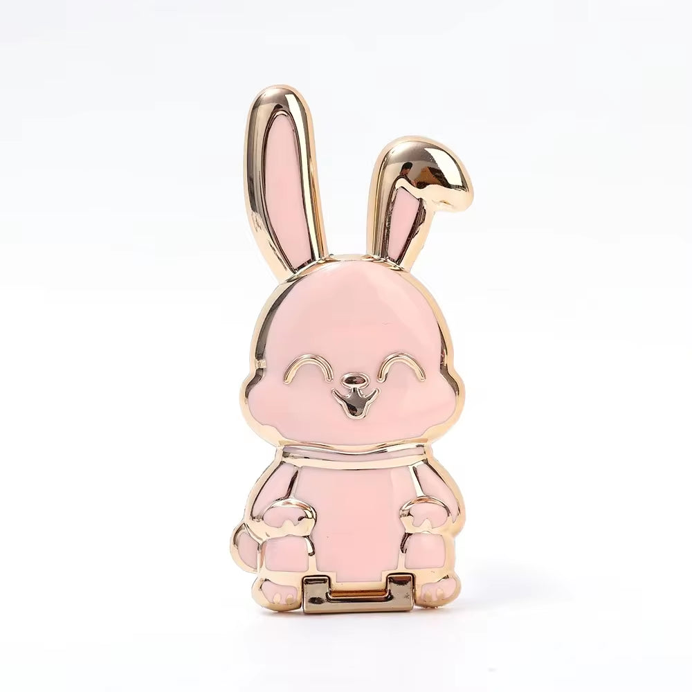 RhodesDavis Cartoon Rabbit Finger Ring Phone Holder - Slim, Foldable Adhesive Stand with Retractable Support Frame