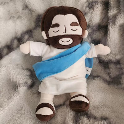 RhodesDavis 38CM Breathing Jesus Plush Toy Baby Soothing Jesus Doll Four-Gear Adjustment Children Music Sleep Companion Christmas Toy Gifts