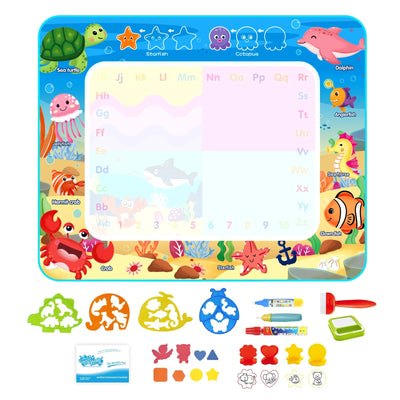 RhodesDavis Magic Water Drawing Mat Coloring Doodle Mat with Magic Pens Montessori Toys Painting Board Educational Toys for Kids