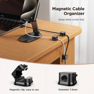 RhodesDavis Adjustable Magnetic Cable Management Clips for Under-Desk Organization