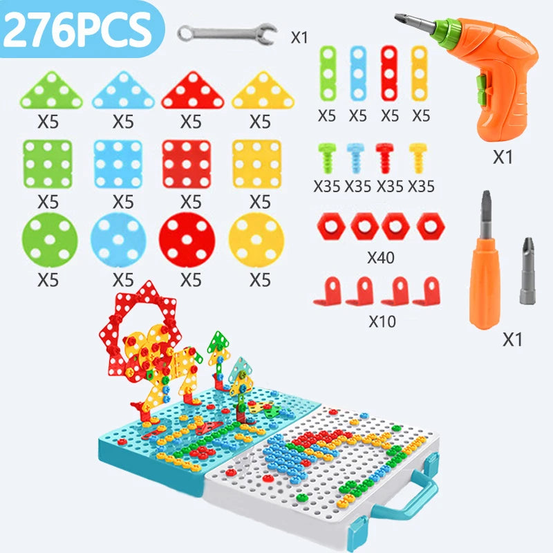 RhodesDavis Kids Drill Screw Nut Puzzles Toys Pretend Play Tool Drill Disassembly Assembly Children Drill 3D Puzzle Toys for Boy