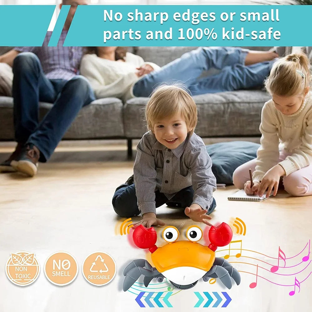 RhodesDavis Dancing Crab Run Away Toy for Babies Crawling Interactive Escape Crabs Fujão Toys Baby Birthday Gift VIP Dropshipping with Box