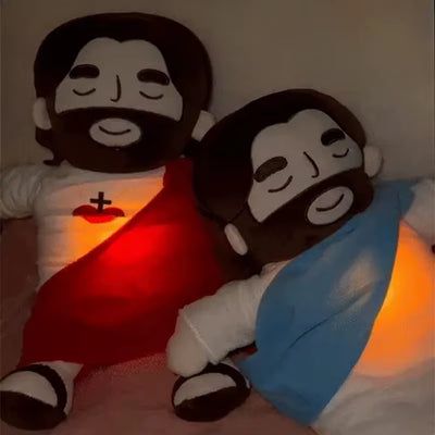 RhodesDavis 38CM Breathing Jesus Plush Toy Baby Soothing Jesus Doll Four-Gear Adjustment Children Music Sleep Companion Christmas Toy Gifts