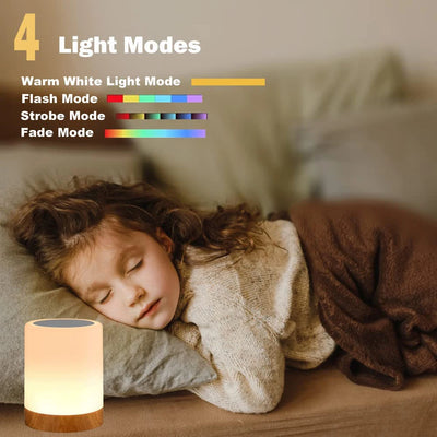 RhodesDavis Night Light Touch Sensor Lamp Bedside Table Lamp for Kids Bedroom Rechargeable Dimmable Warm White Light RGB Color Changing