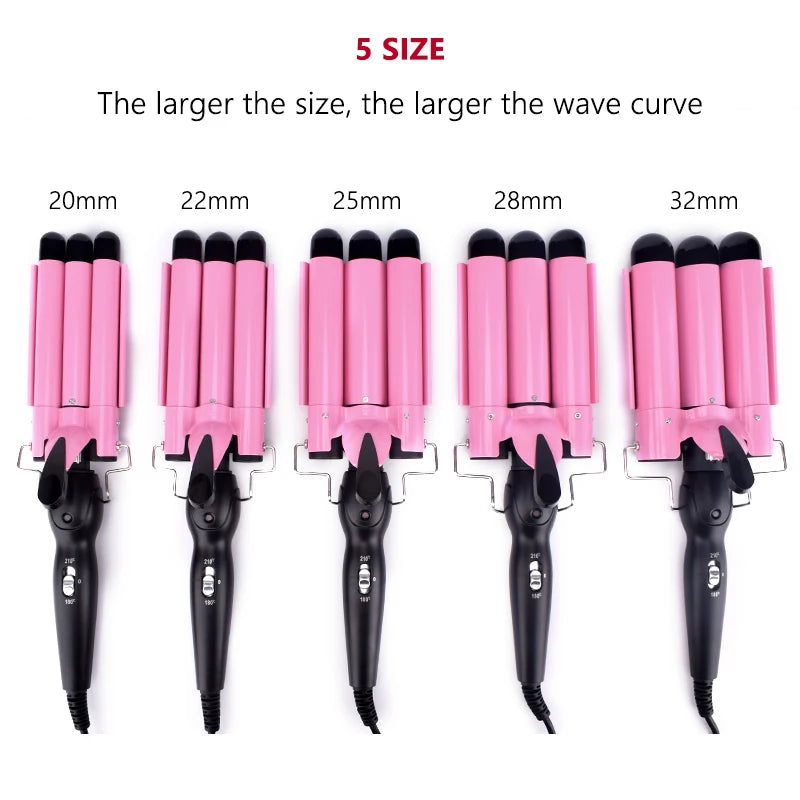 RhodesDavis Professional Hair Curling Iron Ceramic Triple Barrel Hair Curler Irons Hair Wave Waver Styling Tools Hair Styler Wand