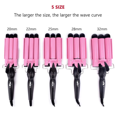 RhodesDavis Professional Hair Curling Iron Ceramic Triple Barrel Hair Curler Irons Hair Wave Waver Styling Tools Hair Styler Wand