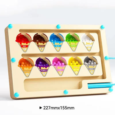 RhodesDavis Montessori Magnetic Color Sorting Games Maze Board Pen Moving Bead Games Wooden Control Sensory Play Educational Toys for Kids