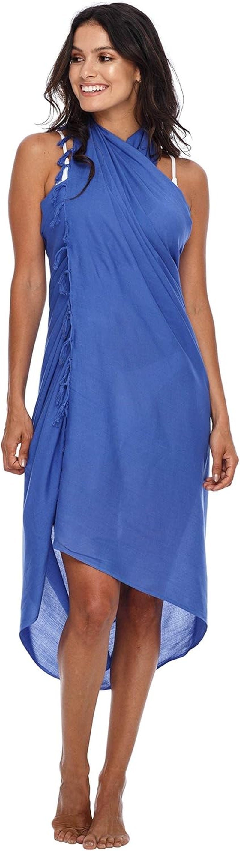 RhodesDavis Sarong Wraps for Women Long Swimsuit Pareo Beach Wrap Skirt with Coconut Clip