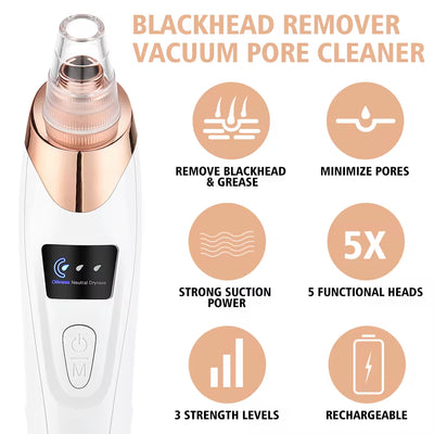 RhodesDavis Electric Blackhead Remover Vacuum Cleaner Black Spots Removal Facial Deep Cleansing Pore Cleaner Machine Face Skin Care Tools