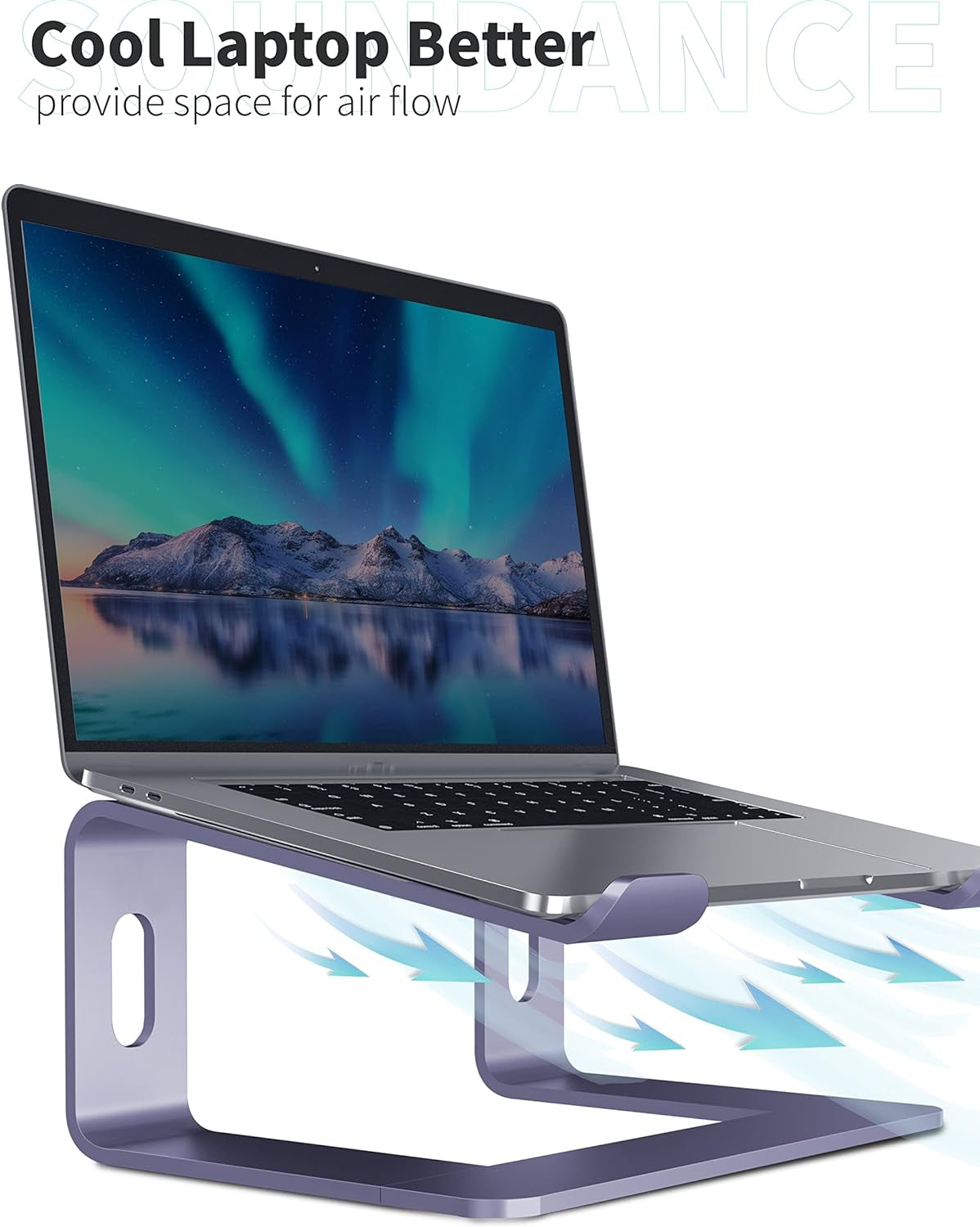 RhodesDavis Laptop Stand, Aluminum Computer Riser, Ergonomic Laptops Elevator for Desk, Metal Holder Compatible with 10 to 15.6 Inches Notebook Computer, Purple